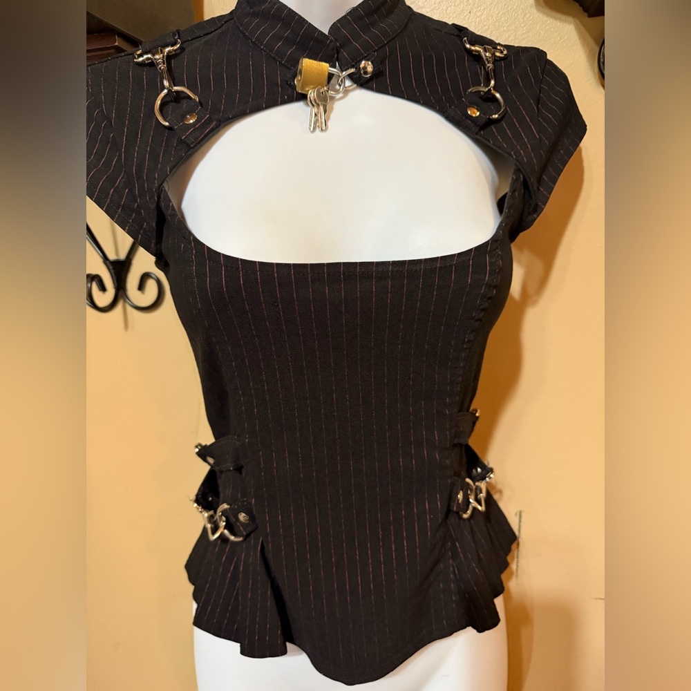 Lip Service Vintage Black and Red Pinstripe Corset